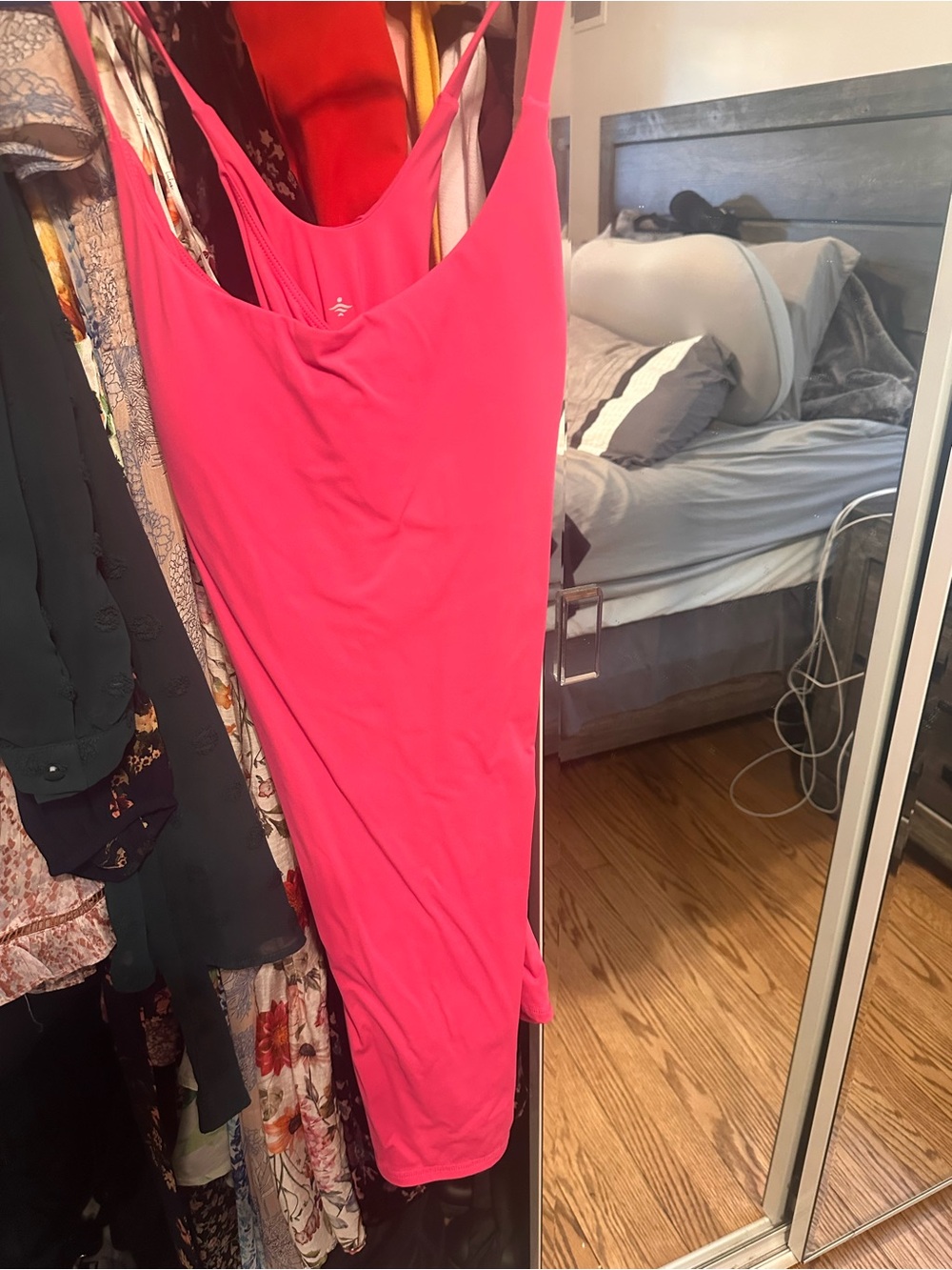 HALARA Bright Pink Scoop Neck Midi Tank Dress